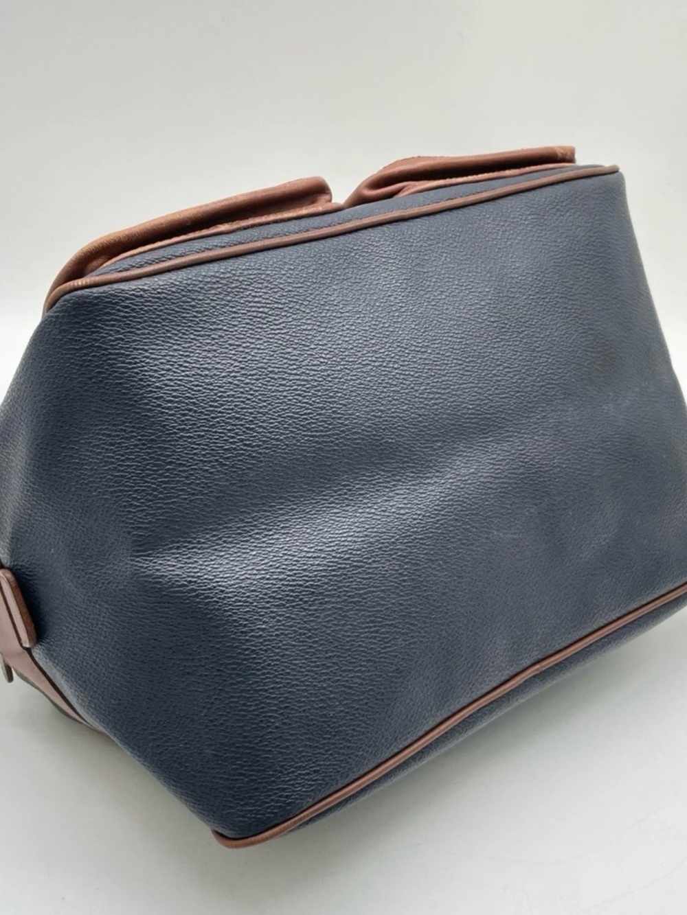 Burberry Navy and Brown Leather Trim Messenger Bag - Picture 5 of 10